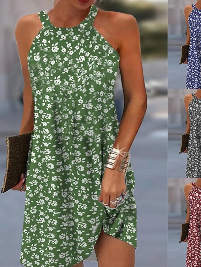 Women's Casual Dress Tank Dress Summer Dress Ditsy Floral Print Crew Neck Mini Dress Active Fashion Outdoor Daily Sleeveless Regular Fit Red Blue Green Summer Spring S M L XL XXL 1 Women's Casual Dress Tank Dress Summer Dress Ditsy Floral Print Crew Neck Mini Dress Active Fashion Outdoor Daily Sleeveless Regular Fit Red Blue Green Summer Spring S M L XL XXL