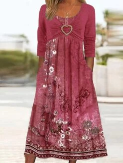 Women's Casual Dress Print Dress Pleated Dress Floral Ruched Pocket Crew Neck Midi Dress Fashion Classic Outdoor Daily 3/4 Length Sleeve Regular Fit Red Blue Green Summer Spring S M L XL XXL 5 Women's Casual Dress Print Dress Pleated Dress Floral Ruched Pocket Crew Neck Midi Dress Fashion Classic Outdoor Daily 3/4 Length Sleeve Regular Fit Red Blue Green Summer Spring S M L XL XXL -Casual Print Dress Sales tgliti1681098363079