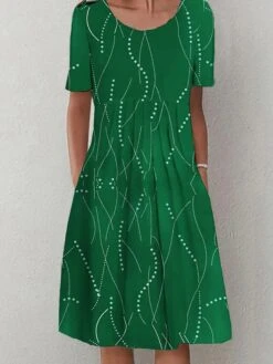 Women's Casual Dress Summer Dress Print Dress Floral Geometric Pocket Print Crew Neck Midi Dress Active Fashion Outdoor Daily Short Sleeve Regular Fit Pink Navy Blue Blue Summer Spring S M L XL XXL