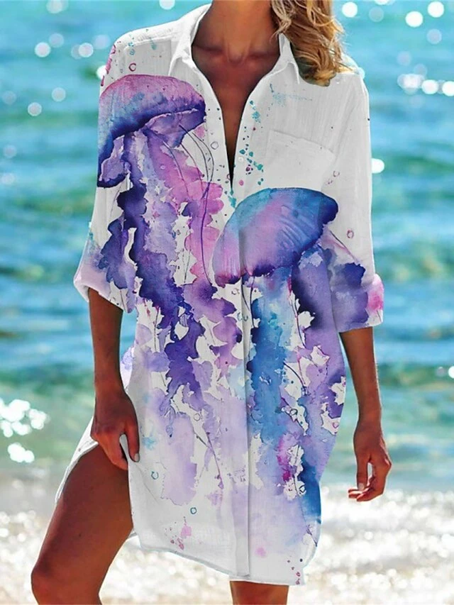 Women's Shirt Dress Casual Dress Shift Dress Mini Dress Outdoor Daily Date Polyester Fashion Classic Shirt Collar Pocket Print Half Sleeve Summer Spring 2023 Loose Fit ArmyGreen White Navy Blue Animal 2 Women's Shirt Dress Casual Dress Shift Dress Mini Dress Outdoor Daily Date Polyester Fashion Classic Shirt Collar Pocket Print Half Sleeve Summer Spring 2023 Loose Fit ArmyGreen White Navy Blue Animal - Image 2