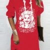 Women's Christmas Hoodie Dress Shift Dress Mini Dress Red Long Sleeve Letter Print Winter Fall Autumn Hooded Fashion Christmas Daily 2022 S M L XL XXL 3XL