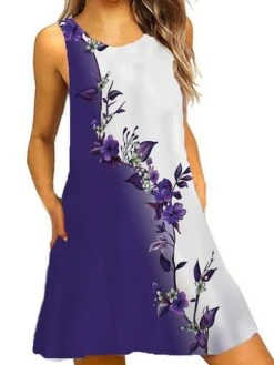 Women's Casual Dress Tank Dress Summer Dress Graphic Floral Print Crew Neck Mini Dress Fashion Classic Daily Holiday Sleeveless Loose Fit Colourful White Red Summer Spring S M L XL XXL -Casual Print Dress Sales tjoidp1685693640984