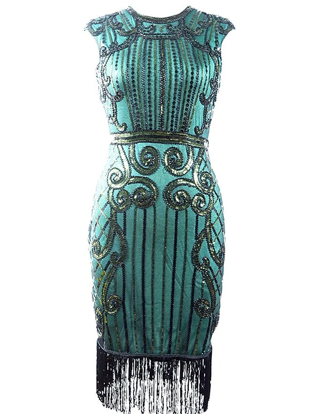 Women's Retro 1920s Fringe Dress Midi Dress Party Halloween Sequins Tassel Fringe Floral Crewneck Sleeveless Regular Fit Spring Fall 2023 Black Burgundy S M L XL 2 Women's Retro 1920s Fringe Dress Midi Dress Party Halloween Sequins Tassel Fringe Floral Crewneck Sleeveless Regular Fit Spring Fall 2023 Black Burgundy S M L XL - Image 2