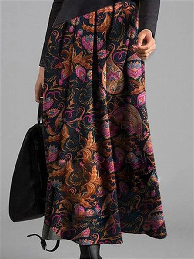 Women's Casual Dress Paisley Dress A Line Dress Floral Paisley Patchwork Print V Neck Long Dress Maxi Dress Vintage Streetwear Outdoor Street Long Sleeve Loose Fit Black Spring Fall S M L XL XXL 3 Women's Casual Dress Paisley Dress A Line Dress Floral Paisley Patchwork Print V Neck Long Dress Maxi Dress Vintage Streetwear Outdoor Street Long Sleeve Loose Fit Black Spring Fall S M L XL XXL - Image 3