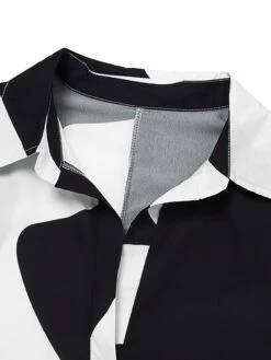 Women's Shirt Dress Casual Dress Shift Dress Midi Dress Daily Vacation Going Out Polyester Classic Casual Shirt Collar Rolled Cuff High Low Dress Long Sleeve Summer Spring Fall 2023 Loose Fit Black -Casual Print Dress Sales tnshqa1664180264052