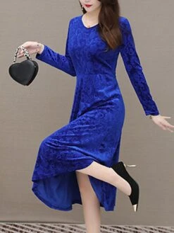 Women's Party Dress Velvet Dress Sheath Dress Knee Length Dress Black Wine Blue Long Sleeve Pure Color Velvet Fall Winter Autumn V Neck Stylish Winter Dress Vacation Fall Dress Slim 2023 M L XL XXL -Casual Print Dress Sales tnzpnr1643182759389