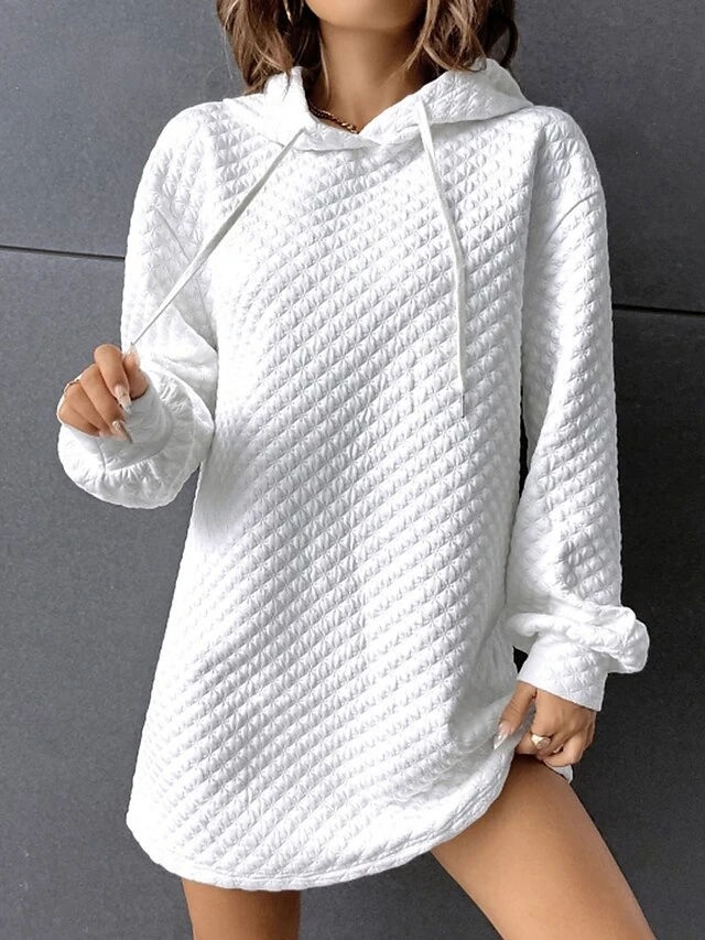 Women's Casual Dress Hoodie Dress Mini Dress Active Fashion Outdoor Sport Going Out Hoodie Pure Color Solid Color Loose Fit White S M L XL XXL 1 Women's Casual Dress Hoodie Dress Mini Dress Active Fashion Outdoor Sport Going Out Hoodie Pure Color Solid Color Loose Fit White S M L XL XXL