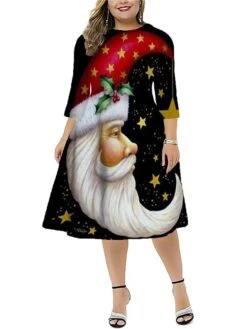 Women‘s Plus Size Christmas Dress Work Dress Santa Claus 3/4 Length Sleeve Winter Fall Midi Dress Christmas Dress Work Dress 9 Women‘s Plus Size Christmas Dress Work Dress Santa Claus 3/4 Length Sleeve Winter Fall Midi Dress Christmas Dress Work Dress -Casual Print Dress Sales ttogyg1667812166712