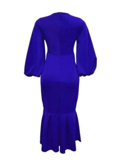 Women‘s Plus Size Curve Party Dress Solid Color V Neck Ruched Puff Sleeve Long Sleeve Winter Fall Casual Maxi Long Dress Party Vacation Dress Sheath Dress Black Dress -Casual Print Dress Sales ttrnij1649744194113