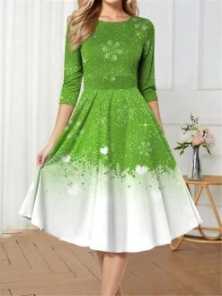 Women's Retro 1950s Vintage Dress Midi Dress Christmas Daily Print Snowflake Crew Neck 3/4 Length Sleeve Slim Spring Fall 2023 Wine Blue S M L XL 8 Women's Retro 1950s Vintage Dress Midi Dress Christmas Daily Print Snowflake Crew Neck 3/4 Length Sleeve Slim Spring Fall 2023 Wine Blue S M L XL -Casual Print Dress Sales tuklma1697681445983