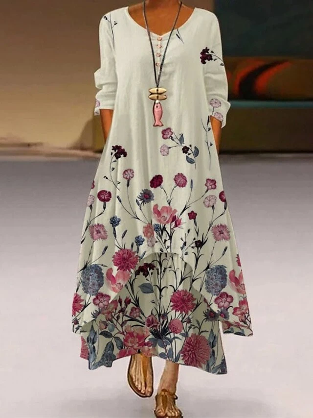 Women's Casual Dress Swing Dress Long Dress Maxi Dress Black White Yellow Long Sleeve Animal Button Summer Spring Crew Neck Casual Winter Dress Fall Dress Loose Fit 2023 S M L XL XXL 3XL 4XL 5XL 3 Women's Casual Dress Swing Dress Long Dress Maxi Dress Black White Yellow Long Sleeve Animal Button Summer Spring Crew Neck Casual Winter Dress Fall Dress Loose Fit 2023 S M L XL XXL 3XL 4XL 5XL - Image 3