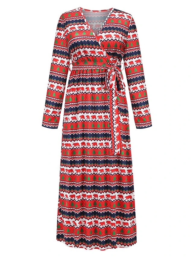 Women's Christmas Casual Dress Sheath Dress Light Pink Green Black Long Sleeve With Belt Winter Fall Autumn V Neck 2022 S M L XL 2XL 6 Women's Christmas Casual Dress Sheath Dress Light Pink Green Black Long Sleeve With Belt Winter Fall Autumn V Neck 2022 S M L XL 2XL - Image 6