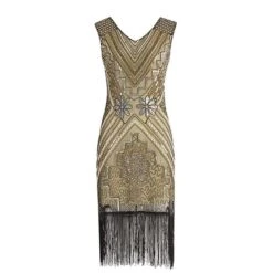 Women's Retro 1920s Fringe Dress Midi Dress Party Halloween Sequins Tassel Fringe Floral V Neck Sleeveless Regular Fit Spring Fall 2023 Black Red S M L XL -Casual Print Dress Sales twmnod1692849480872