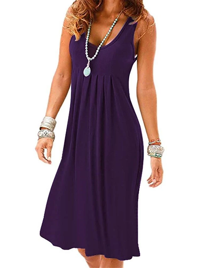 Women's Casual Dress Cotton Linen Dress Tank Dress Midi Dress Ruched Outdoor Daily Vacation Basic Classic U Neck Sleeveless 2023 Regular Fit Black Light Green Wine Color S M L XL 2XL Size 2 Women's Casual Dress Cotton Linen Dress Tank Dress Midi Dress Ruched Outdoor Daily Vacation Basic Classic U Neck Sleeveless 2023 Regular Fit Black Light Green Wine Color S M L XL 2XL Size - Image 2