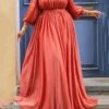 Women‘s Plus Size Curve Party Dress Solid Color V Neck Ruched 3/4 Length Sleeve Spring Fall Elegant Formal Prom Dress Maxi Long Dress Party Back To School Dress Homecoming Dress
