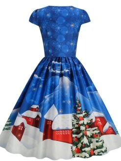 Women's Christmas Swing Dress Vintage DressKnee Length Dress Blue Wine Red Light BlueShort Sleeve Santa Claus Snowman Tree Print Fall Winter Square Neck Vintage Elegant Slim 2022 S M L XL 32 Women's Christmas Swing Dress Vintage DressKnee Length Dress Blue Wine Red Light BlueShort Sleeve Santa Claus Snowman Tree Print Fall Winter Square Neck Vintage Elegant Slim 2022 S M L XL -Casual Print Dress Sales txqsgz1665475230234