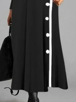 Women's Casual Dress Black Dress Plain Dress Long Dress Maxi Dress Patchwork Outdoor Street Daily Fashion Streetwear Crew Neck Long Sleeve 2023 Loose Fit Black Color S M L XL XXL Size -Casual Print Dress Sales uagbyz1691980891353