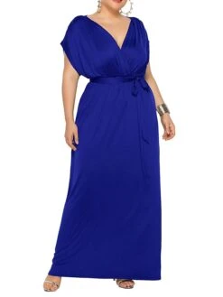 Women's Plus Size Curve Party Dress Sheath Dress Formal Dress Maxi Dress White Wine Royal Blue Short Sleeve Pure Color Lace Up Spring Fall Autumn V Neck Fashion Birthday Wedding Guest Vacation 36 Women's Plus Size Curve Party Dress Sheath Dress Formal Dress Maxi Dress White Wine Royal Blue Short Sleeve Pure Color Lace Up Spring Fall Autumn V Neck Fashion Birthday Wedding Guest Vacation -Casual Print Dress Sales uchvwy1692178812470