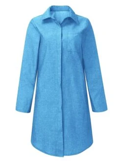 Women's Shirt Dress Casual Dress Shift Dress Midi Dress Outdoor Winter Dress Daily Polyester Basic Casual Shirt Collar Button Pocket Long Sleeve Winter Fall Spring 2023 Regular Fit Black Navy Blue -Casual Print Dress Sales udbucx1689733249355