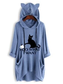 Women's Casual Dress Hoodie Dress Print Dress Cat Letter Pocket Print Hooded Mini Dress Active Fashion Outdoor Daily Long Sleeve Loose Fit Yellow Pink Blue Fall Winter S M L XL XXL -Casual Print Dress Sales udhvvp1693209269770