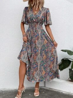 Women's Casual Dress Summer Dress Floral Print V Neck Long Dress Maxi Dress Basic Daily Short Sleeve Loose Fit Blue Summer Spring S M L XL XXL 5 Women's Casual Dress Summer Dress Floral Print V Neck Long Dress Maxi Dress Basic Daily Short Sleeve Loose Fit Blue Summer Spring S M L XL XXL -Casual Print Dress Sales ueclah1687865234609