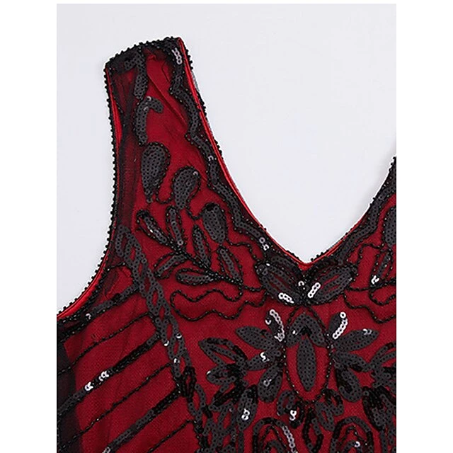 Women's Retro 1920s Fringe Dress Midi Dress Party Halloween Sequins Tassel Fringe Floral V Neck Sleeveless Regular Fit Spring Fall 2023 Silver Red S M L XL 9 Women's Retro 1920s Fringe Dress Midi Dress Party Halloween Sequins Tassel Fringe Floral V Neck Sleeveless Regular Fit Spring Fall 2023 Silver Red S M L XL - Image 9