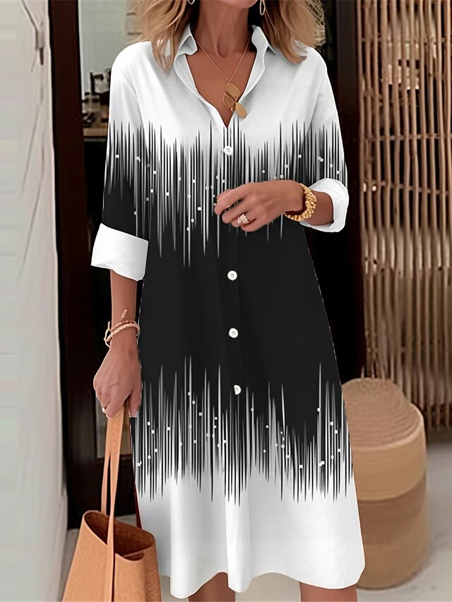 Women's Shirt Dress Casual Dress Midi Dress Outdoor Daily Date Polyester Fashion Modern Shirt Collar Button Pocket Long Sleeve Fall Winter 2023 Loose Fit Black White Wine Floral S M L XL 2XL 3 Women's Shirt Dress Casual Dress Midi Dress Outdoor Daily Date Polyester Fashion Modern Shirt Collar Button Pocket Long Sleeve Fall Winter 2023 Loose Fit Black White Wine Floral S M L XL 2XL - Image 3