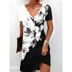 Women's Casual Dress Shift Dress Floral Dress Mini Dress Black And White Black White Short Sleeve Floral Print Summer Spring Scalloped Neck Fashion Vacation 2023 S M L XL XXL 3XL 21 Women's Casual Dress Shift Dress Floral Dress Mini Dress Black And White Black White Short Sleeve Floral Print Summer Spring Scalloped Neck Fashion Vacation 2023 S M L XL XXL 3XL -Casual Print Dress Sales ugezqr1690784217303