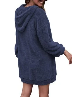 Women‘s Hoodie Dress Winter Dress Black Pink Army Green Navy Blue Beige Gray Long Sleeve Pure Color Zipper Pocket Winter Fall Hooded Stylish Casual Fall Dress Loose Fit 2022 S M L XL 2XL 3XL -Casual Print Dress Sales ujpkio1664249542622