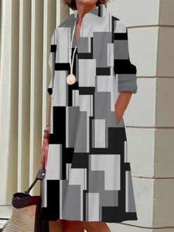 Women's Shirt Dress Casual Dress Midi Dress Outdoor Office Daily Polyester Fashion Modern Shirt Collar Button Pocket Long Sleeve Fall Winter 2023 Loose Fit Black Navy Blue Blue Geometric Color Block 8 Women's Shirt Dress Casual Dress Midi Dress Outdoor Office Daily Polyester Fashion Modern Shirt Collar Button Pocket Long Sleeve Fall Winter 2023 Loose Fit Black Navy Blue Blue Geometric Color Block -Casual Print Dress Sales ummxak1693288567925