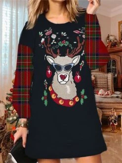 Women's Christmas Ugly Sweatshirt Dress Shift Dress Mini Dress Green Black Red Long Sleeve Santa Claus Print Winter Fall Autumn Fashion Daily 2022 S M L XL XXL 3XL 6 Women's Christmas Ugly Sweatshirt Dress Shift Dress Mini Dress Green Black Red Long Sleeve Santa Claus Print Winter Fall Autumn Fashion Daily 2022 S M L XL XXL 3XL -Casual Print Dress Sales unoycn1667986005127