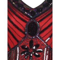 Women's Retro 1920s Fringe Dress Midi Dress Party Halloween Sequins Tassel Fringe Floral V Neck Sleeveless Regular Fit Spring Fall 2023 Black White S M L XL -Casual Print Dress Sales unyfqq1692610424200