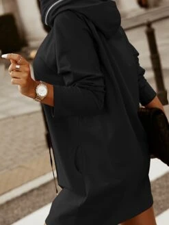 Women‘s Hoodie Dress Winter Dress Black Army Green Red Long Sleeve Pure Color Zipper Pocket Winter Fall Hooded Stylish Modern Mature Fall Dress 2022 S M L XL XXL 3XL 4XL 5XL -Casual Print Dress Sales uorest1664423546952