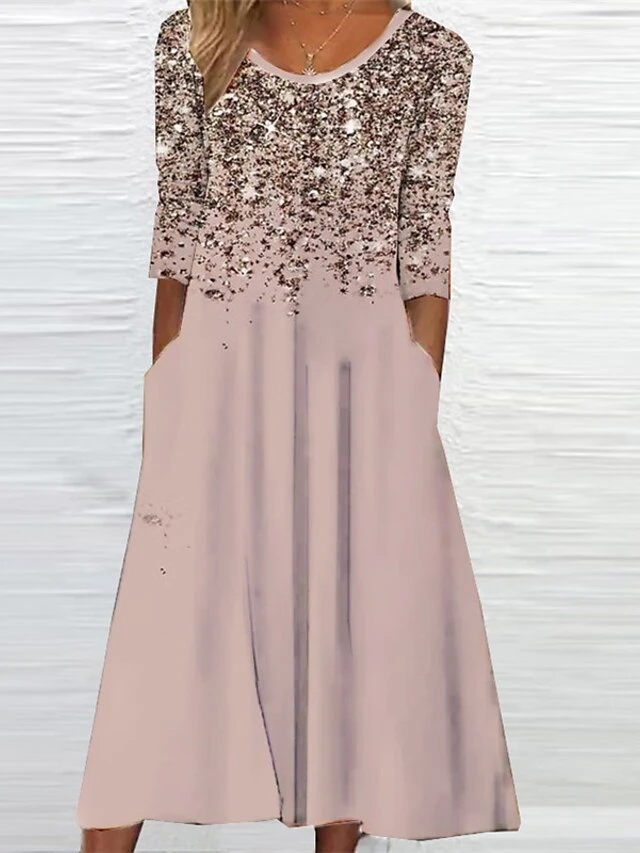 Women's Casual Dress Shift Dress Midi Dress Midi Dress Yellow Pink Purple 3/4 Length Sleeve Ombre Print Summer Spring Crew Neck Fashion Winter Dress Fall Dress 2023 S M L XL XXL 3XL 4XL 5XL 2 Women's Casual Dress Shift Dress Midi Dress Midi Dress Yellow Pink Purple 3/4 Length Sleeve Ombre Print Summer Spring Crew Neck Fashion Winter Dress Fall Dress 2023 S M L XL XXL 3XL 4XL 5XL - Image 2