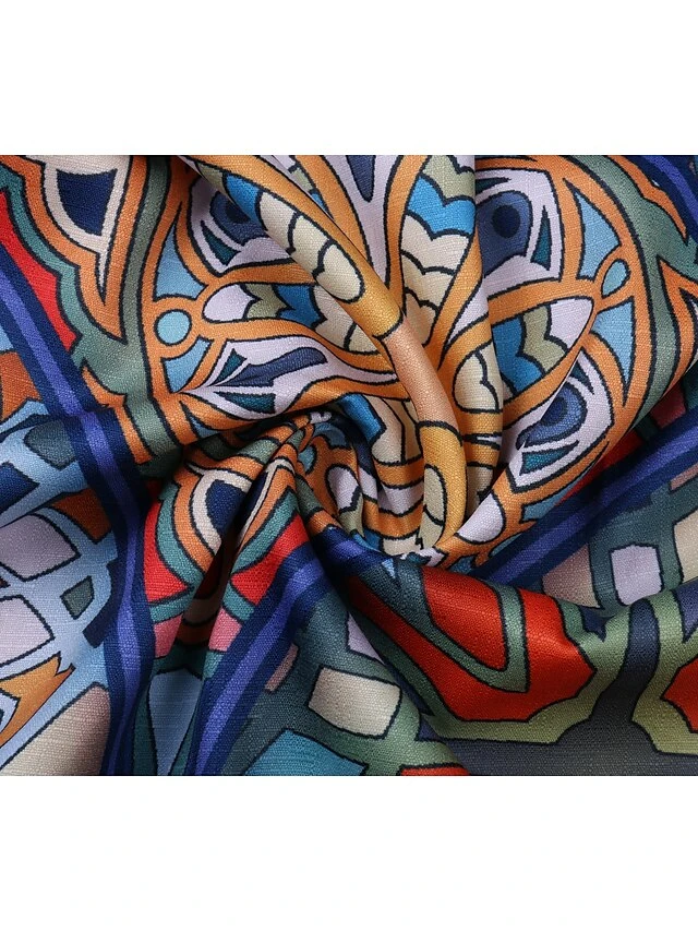 Women's Ethnic Dress Sheath Dress Midi Dress Rainbow 3/4 Length Sleeve Floral Print Spring Fall V Neck Elegant 2023 M L XL XXL 3XL 7 Women's Ethnic Dress Sheath Dress Midi Dress Rainbow 3/4 Length Sleeve Floral Print Spring Fall V Neck Elegant 2023 M L XL XXL 3XL - Image 7