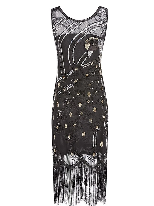 Women's Retro 1920s Fringe Dress Midi Dress Party Holiday Sequins Tassel Fringe Animal Crewneck Sleeveless Regular Fit Spring Fall 2023 Black Red S M L XL 6 Women's Retro 1920s Fringe Dress Midi Dress Party Holiday Sequins Tassel Fringe Animal Crewneck Sleeveless Regular Fit Spring Fall 2023 Black Red S M L XL - Image 6