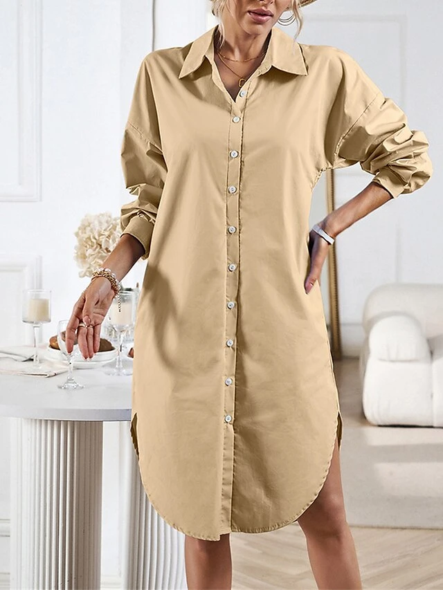 Women's Casual Dress Work Dress Shift Dress Mini Dress Outdoor Office Business Cotton Classic Modern Shirt Collar Button Pocket Long Sleeve Summer Spring Fall 2023 Loose Fit Black White Blue Pure 20 Women's Casual Dress Work Dress Shift Dress Mini Dress Outdoor Office Business Cotton Classic Modern Shirt Collar Button Pocket Long Sleeve Summer Spring Fall 2023 Loose Fit Black White Blue Pure - Image 20