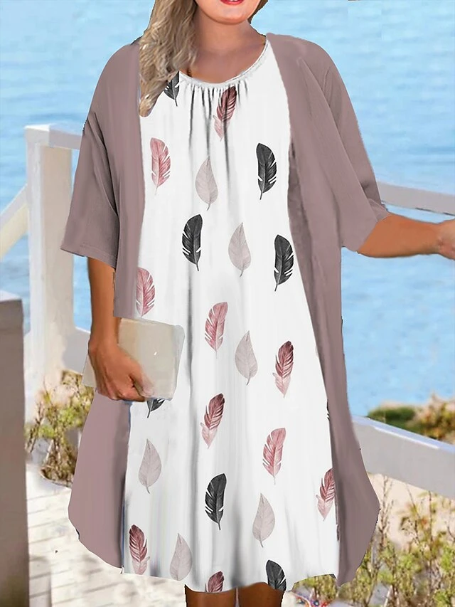 Women‘s Plus Size Curve Casual Dress Graphic Floral Midi Dress Half Sleeve Print Crew Neck Fashion Daily Black White Summer Spring L XL XXL 3XL 4XL 2 Women‘s Plus Size Curve Casual Dress Graphic Floral Midi Dress Half Sleeve Print Crew Neck Fashion Daily Black White Summer Spring L XL XXL 3XL 4XL - Image 2