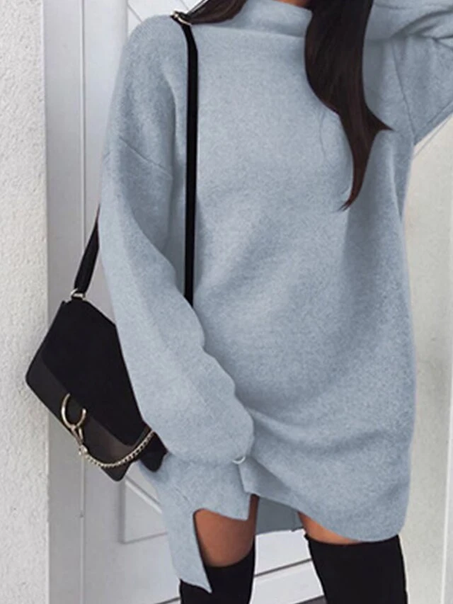 Women's Casual Dress Sweatshirt Dress Mini Dress Fashion Daily Outdoor Holiday Vacation Turtleneck Pure Color Pure Color Loose Fit Yellow Red Blue S M L XL XXL 3 Women's Casual Dress Sweatshirt Dress Mini Dress Fashion Daily Outdoor Holiday Vacation Turtleneck Pure Color Pure Color Loose Fit Yellow Red Blue S M L XL XXL - Image 3