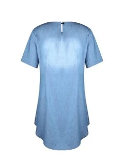 Women‘s Plus Size Curve Denim Dress Casual Dress Shift Dress Gradient Midi Dress Short Sleeve Crew Neck Fashion Daily Black Blue Summer Spring L XL XXL 3XL -Casual Print Dress Sales urnrvv1677490627346