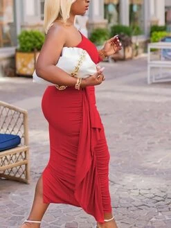 Women‘s Plus Size Curve Party Dress Solid Color One Shoulder Split Long Sleeve Spring Summer Stylish Work Elegant Prom Dress Maxi Long Dress Party Date Dress -Casual Print Dress Sales usgzub1663320327403