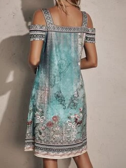 Women's Casual Dress Ethnic Dress Summer Dress Floral Tribal Cut Out Print V Neck Mini Dress Active Fashion Outdoor Daily Short Sleeve Regular Fit Red Blue Green Summer Spring S M L XL XXL -Casual Print Dress Sales usnhcc1695873847709