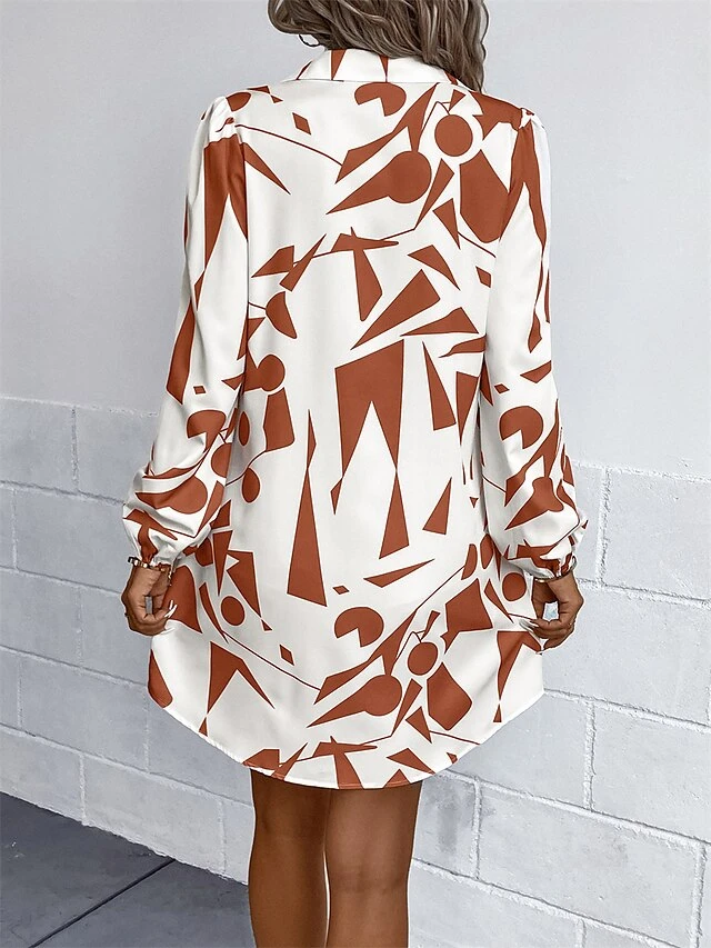 Women's Shirt Dress Casual Dress Mini Dress Outdoor Daily Vacation Polyester Fashion Modern Shirt Collar Button Print Long Sleeve Spring Fall Winter 2023 Loose Fit Black Orange Geometric S M L XL 12 Women's Shirt Dress Casual Dress Mini Dress Outdoor Daily Vacation Polyester Fashion Modern Shirt Collar Button Print Long Sleeve Spring Fall Winter 2023 Loose Fit Black Orange Geometric S M L XL - Image 12