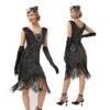 Women's Retro 1920s Fringe Dress Midi Dress Party Halloween Sequins Tassel Fringe Floral V Neck Sleeveless Regular Fit Spring Fall 2023 Black Pink XS S M L