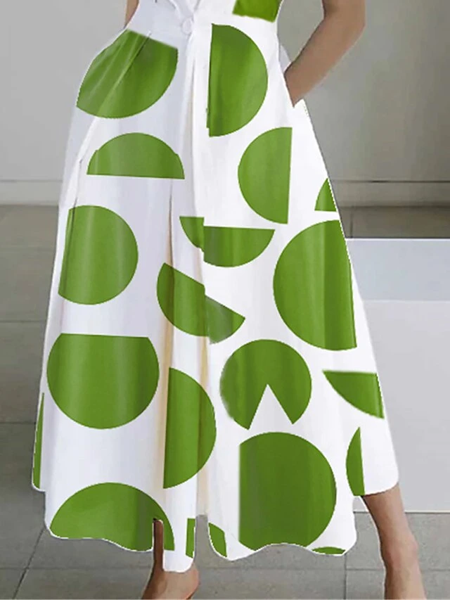 Women's Shirt Dress Casual Dress Work Dress Maxi Long Dress Outdoor Office Daily Polyester Modern Casual Shirt Collar Pocket Print Sleeveless Summer Spring 2023 Loose Fit Green Geometric S M L XL XXL 3 Women's Shirt Dress Casual Dress Work Dress Maxi Long Dress Outdoor Office Daily Polyester Modern Casual Shirt Collar Pocket Print Sleeveless Summer Spring 2023 Loose Fit Green Geometric S M L XL XXL - Image 3