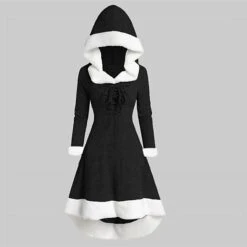 Women's Christmas Hoodie Dress Vintage Dress Midi Dress Green Black Wine Red Gray Long Sleeve Pure Color Patchwork Winter Fall Hooded Vacation Vintage 2022 S M L XL XXL 3XL -Casual Print Dress Sales utpugg1667275376679