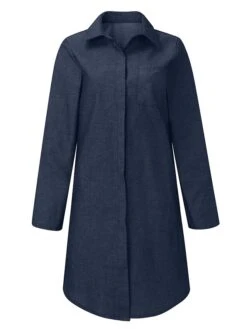 Women's Shirt Dress Casual Dress Shift Dress Midi Dress Outdoor Winter Dress Daily Polyester Basic Casual Shirt Collar Button Pocket Long Sleeve Winter Fall Spring 2023 Regular Fit Black Navy Blue -Casual Print Dress Sales uuxkwt1673937506258