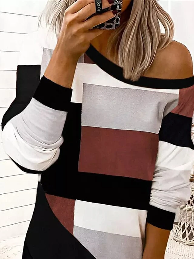 Women's Casual Dress Sweatshirt Dress Mini Dress Warm Fashion Outdoor Vacation Going Out Crew Neck Print Geometric Loose Fit Gray S M L XL XXL 2 Women's Casual Dress Sweatshirt Dress Mini Dress Warm Fashion Outdoor Vacation Going Out Crew Neck Print Geometric Loose Fit Gray S M L XL XXL - Image 2