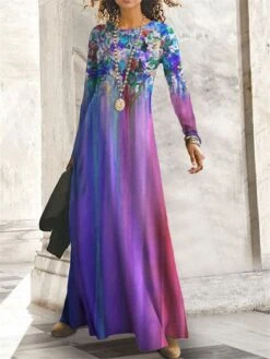 Women's Casual Dress Swing Dress A Line Dress Floral Ombre Print Crew Neck Long Dress Maxi Dress Fashion Streetwear Outdoor Daily Long Sleeve Regular Fit Purple Fuchsia Green Fall Winter S M L XL XXL 5 Women's Casual Dress Swing Dress A Line Dress Floral Ombre Print Crew Neck Long Dress Maxi Dress Fashion Streetwear Outdoor Daily Long Sleeve Regular Fit Purple Fuchsia Green Fall Winter S M L XL XXL -Casual Print Dress Sales uvvhoz1694065078439