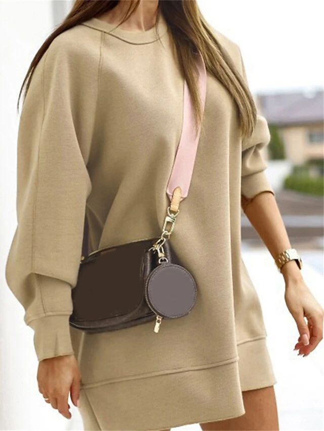 Women's Casual Dress Sweatshirt Dress Winter Dress Mini Dress Patchwork Outdoor Street Daily Active Fashion Crew Neck Long Sleeve 2023 Loose Fit Black White Green Color S M L XL XXL Size 4 Women's Casual Dress Sweatshirt Dress Winter Dress Mini Dress Patchwork Outdoor Street Daily Active Fashion Crew Neck Long Sleeve 2023 Loose Fit Black White Green Color S M L XL XXL Size - Image 4